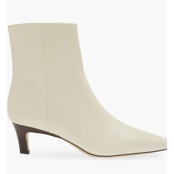 Nordstrom Arazio Kitten Heel Boots 7 White Cream NWOT Ankle Booties Glam Zip - Picture 2 of 9